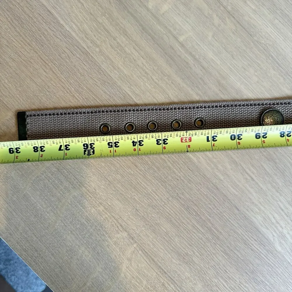 Vintage Y2K 90s 100% Cotton Canvas Woven Belt M Tan/Brass Boho Western Indie